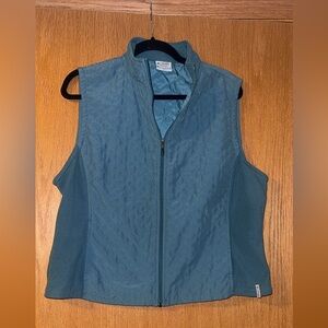 Columbia Women's Teal Blue Quilted Full Zip Fleece Panel Vest Size XL